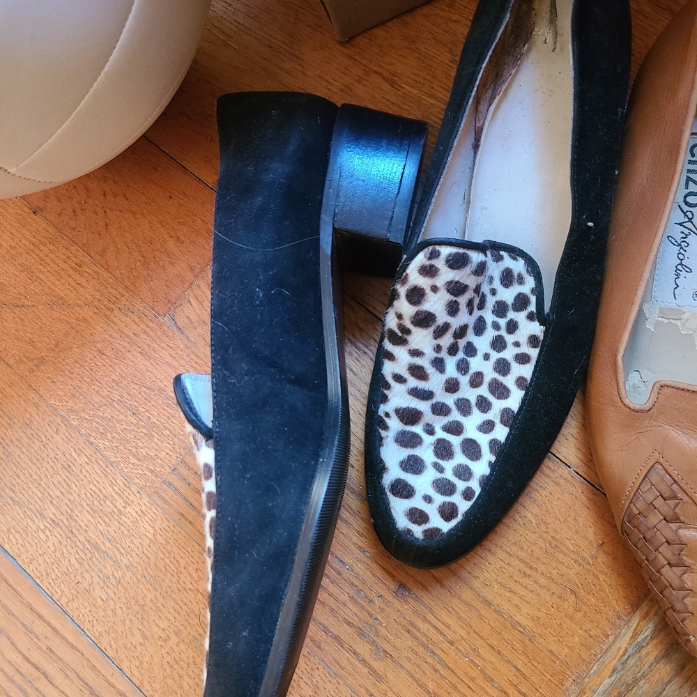 Leather Horsehair animal print loafers